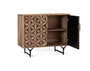 GINER Y COLOMER - Buffet 2 portes en bois de manguier et métal, sculpté à la main - Dimensions avec pattes 17cm - Fermeture magnétique